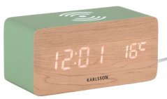 LED budík-hodiny 5933GR Karlsson s nabíjačkou smartfónov 15cm