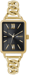 MINET Zlato-černé dámské hodinky SIENA se zlatým ocelovým řemínkem