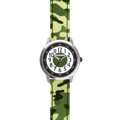 Svítící zelené chlapecké hodinky CLOCKODILE ARMY s maskáčovým vzorem CWB0031