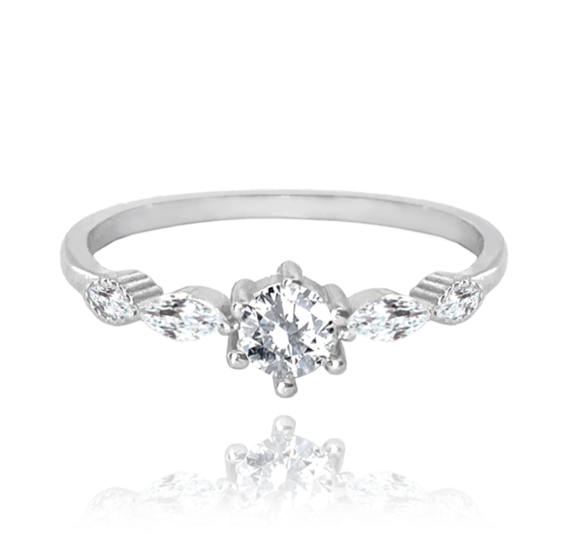 MINET Elegantný strieborný prsteň s bielymi zirkónmi veľ. 50