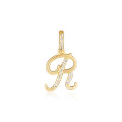 Pozlátený strieborný prívesok písmeno R JVD SVLP1594XH2GG0R