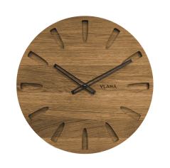 VLAHA Veľké dubové hodiny GRAND vyrobené v Čechách s čiernymi rúčkami ?45cm