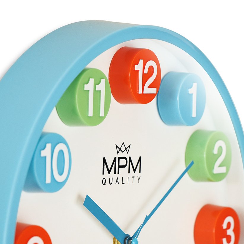 Dětské nástěnné hodiny s tichým chodem MPM PlayTime - E01.4288.31