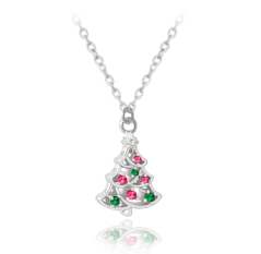MINET Vánoční stříbrný náhrdelník CHRISTMAS TREE