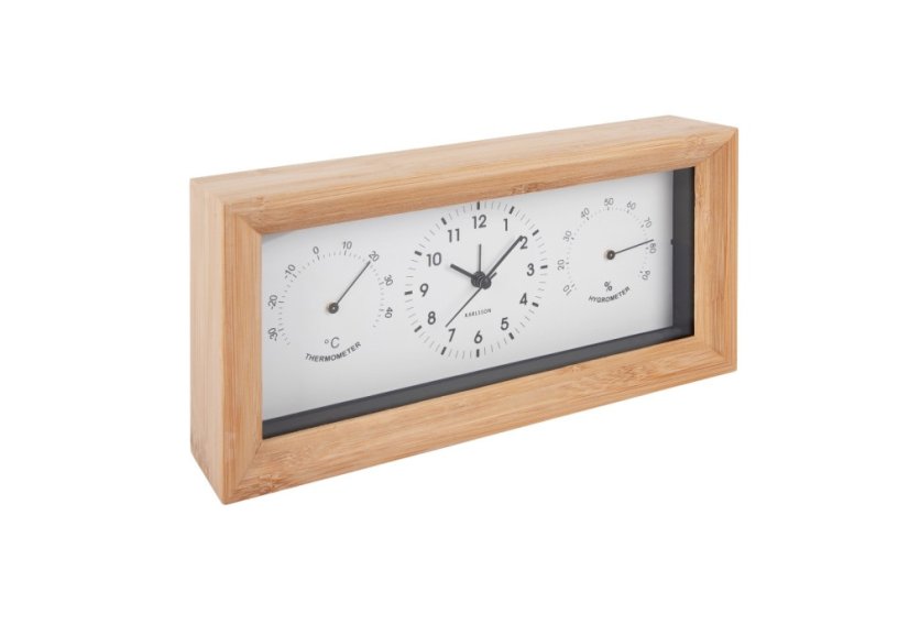 Nástěnné-stolní hodiny s teploměrem a vlhkoměrem 5925WH Karlsson 26cm