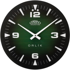 Skleněné nástěnné hodiny Prim Orlík III - černo-zelené - E09.5541.9040