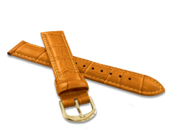 Oranžový prešitý remienok CROCO so zlatou sponou - 20