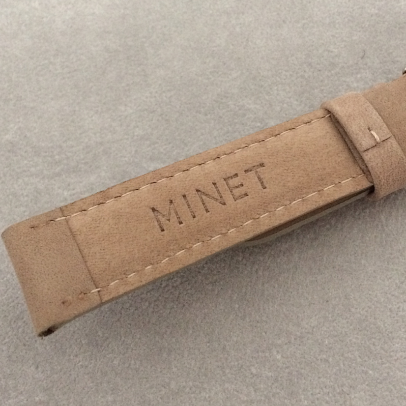Svetlo hnedý prešitý kožený remienok MINET z jemného nubuku - 18 MSNUC18