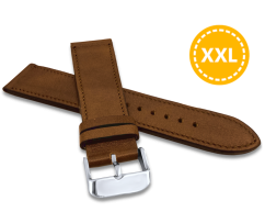 LAVVU XXL Prodloužený prošitý hnědý řemínek VERONA z luxusní kůže Top Grain - 22 XXL