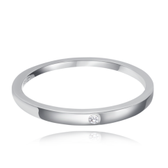 MINET Minimalistický snubní stříbrný prsten se zirkonem vel. 58