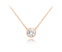 MINET Decentní Rose gold stříbrný náhrdelník s bílým zirkonem