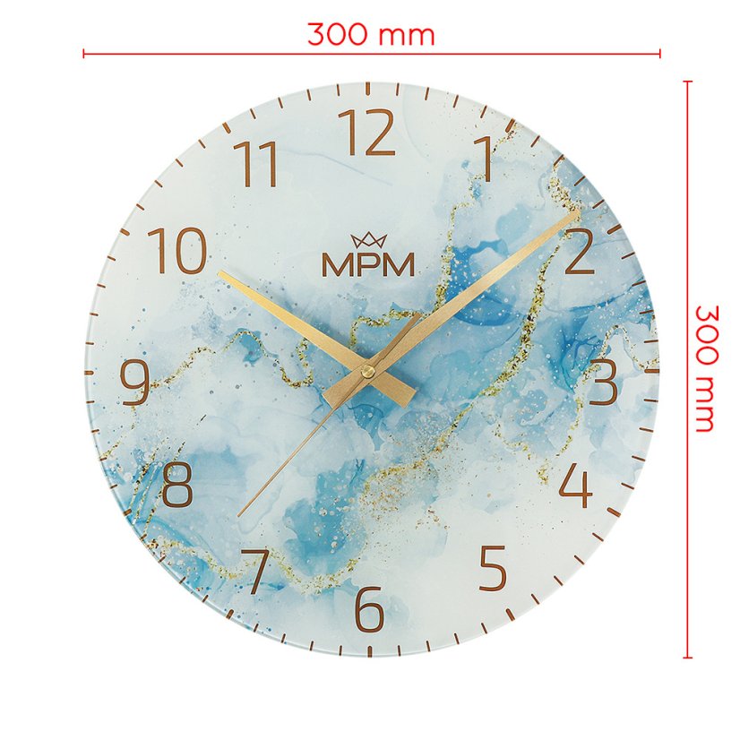 Nástěnné skleněné hodiny s tichým chodem MPM Onyx - E09.4375