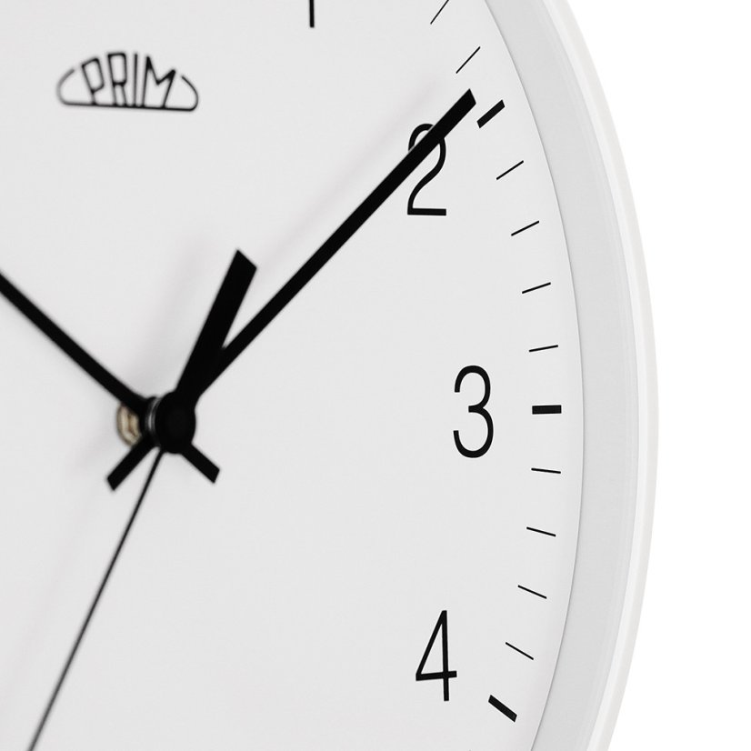 Nástenné hodiny s tichým chodom PRIM Super silent - biele - E01.4345.00