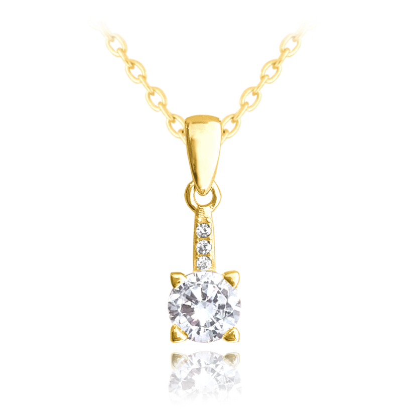 MINET Pozlacený elegantní stříbrný náhrdelník s bílým zirkonem