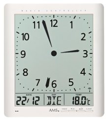 Digitální nástěnné i stolní hodiny 5896 AMS řízené rádiovým signálem 24cm