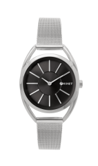 MINET Strieborno-čierne dámske hodinky ICON SILVER BLACK MESH
