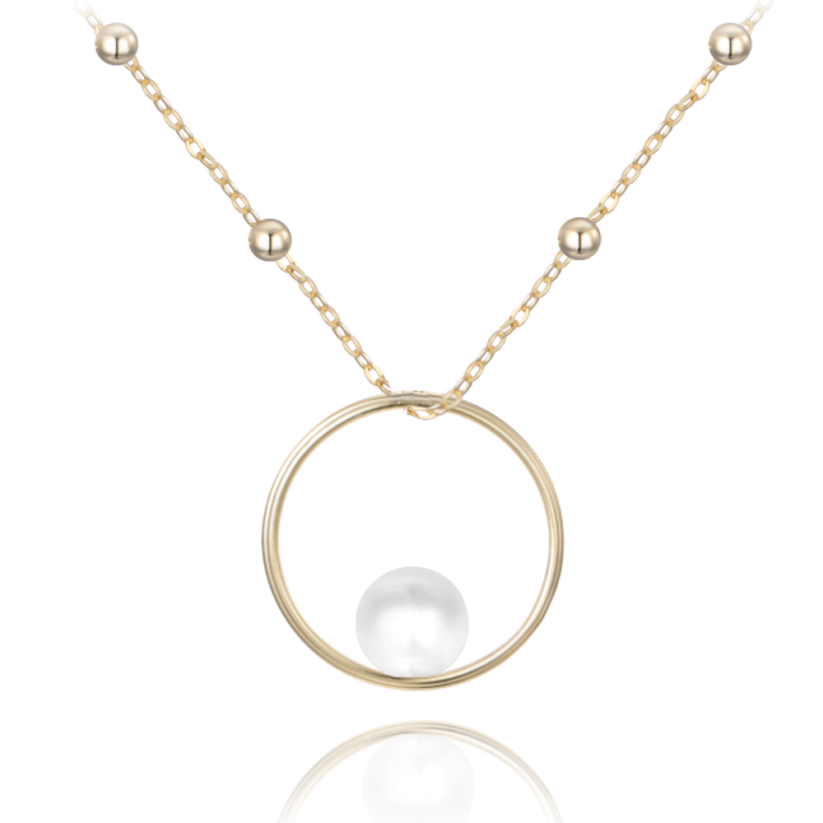MINET Zlatý náhrdelník s přírodní perlou Au 585/1000 1,90g