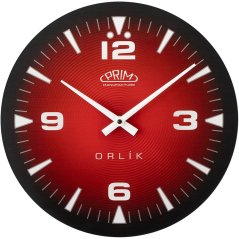 Skleněné nástěnné hodiny Prim Orlík III - černo-červené - E09.5541.9020
