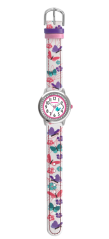 CLOCKKODIEL Biele dievčenské detské hodinky MOTÝĽ