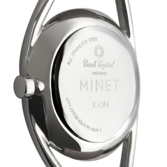 MINET Stříbrno-černé dámské hodinky ICON BLACK PEARL MESH