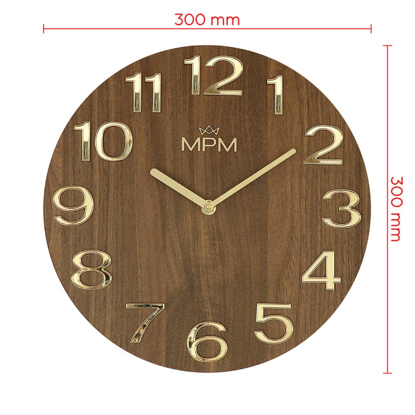 Nástenné hodiny s tichým chodom MPM Timber Simplicity - B - E07M.4222.5480