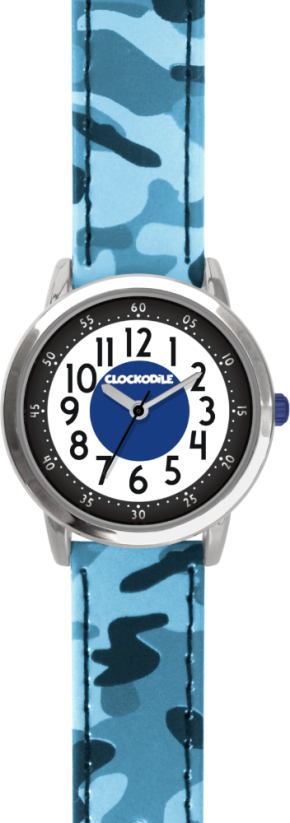 Svietiace modré chlapčenské hodinky CLOCKODILE ARMY s maskáčovým vzorom CWB0030