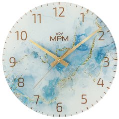 Nástěnné skleněné hodiny s tichým chodem MPM Onyx - E09.4375