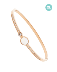 Pozlacený ocelový pevný náramek se zirkony JVD JGB14RXL