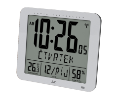 Digitální rádiem řízené hodiny s českým dnem v týdnu JVD stříbrné DH9335.1
