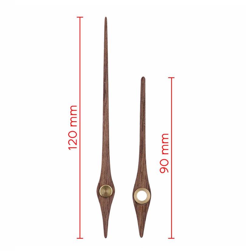 Dřevěné hodinové ručičky B34 (95 mm, 66 mm) - tmavé dřevo - Ručičky hodinové B34 pár tm. dřevo