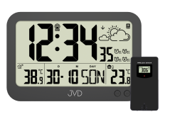 Digitálne rádiom riadené hodiny s predpoveďou počasia JVD RB3565.1
