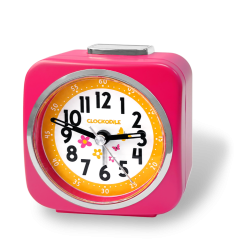 CLOCKODILE Růžový dětský budík MOTÝL S KYTIČKAMI
