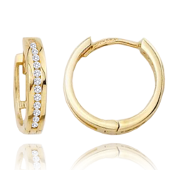 MINET Zlaté náušnice kroužky s bílými zirkony Au 585/1000 2,25g
