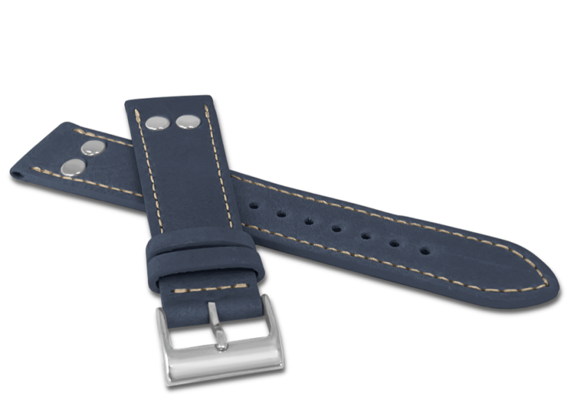 LAVVU Modrý pilotní řemínek PILOT z luxusní kůže Top Grain - 22 LAVVU Modrý pilotní řemínek PILOT z luxusní kůže Top Grain - 22