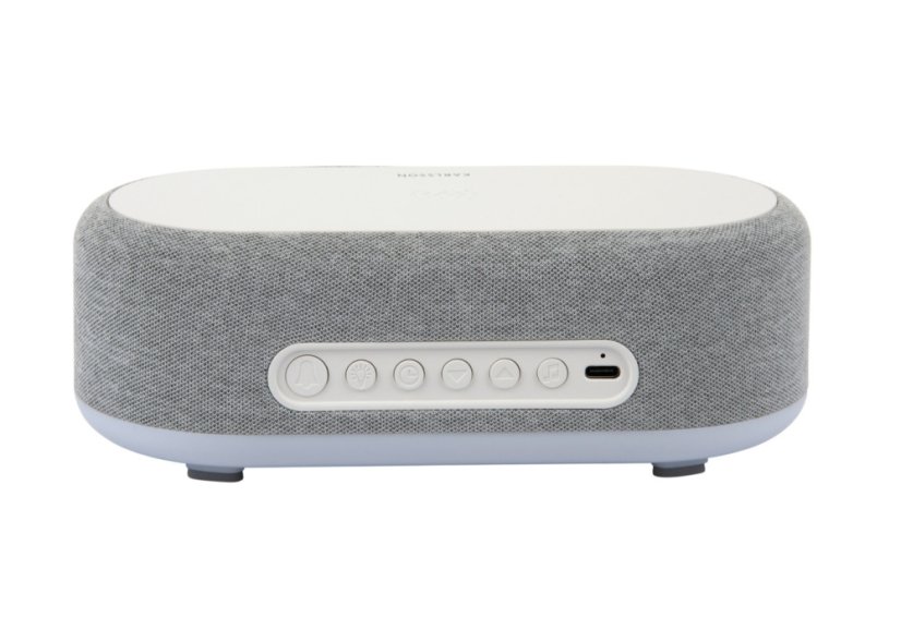 Stolové hodiny s budíkom, nabíjačkou smartfónov a Bluetooth reproduktorom 6033GY Karlsson 20cm