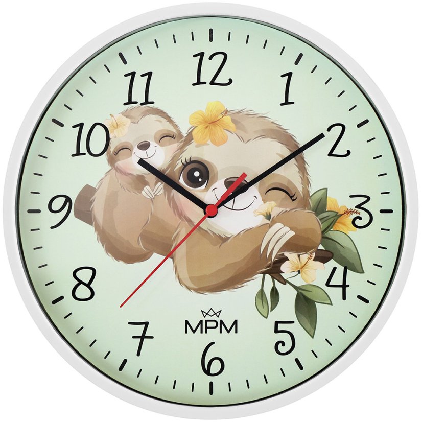 Detské nástenné hodiny s tichým chodom MPM Lenochod - E01M.4267.00