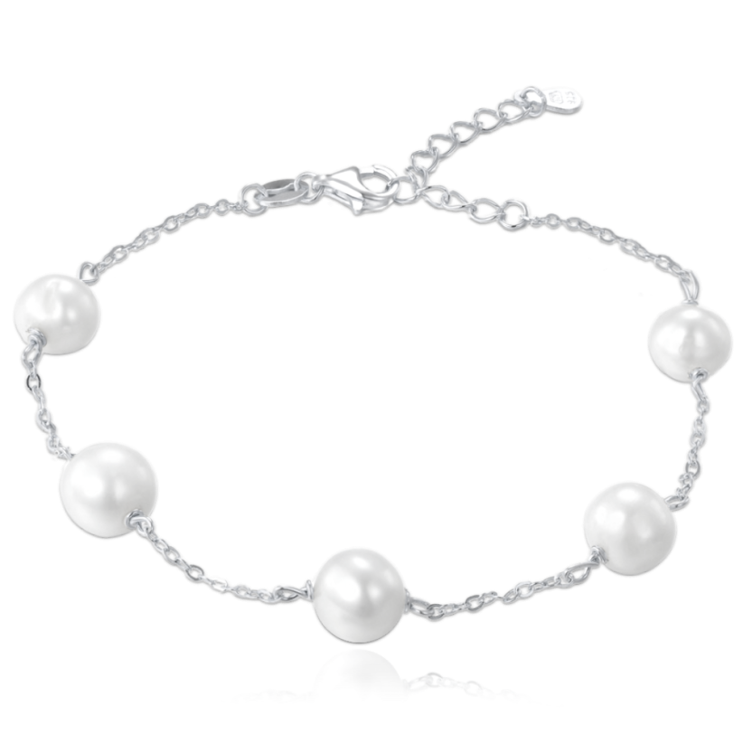 MINET Stříbrný náramek s přírodními perlami