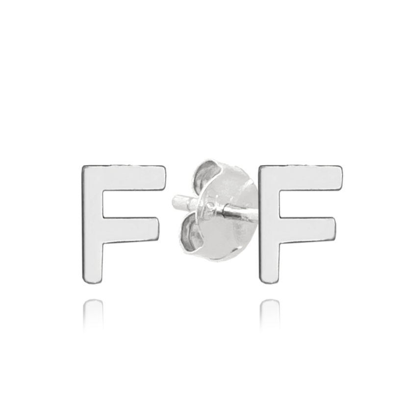 MINET Strieborné náušnice písmeno "F"