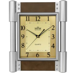 Nástenné hodiny s tichým chodom MPM Rotter - striebornohnedé - WO135.E
