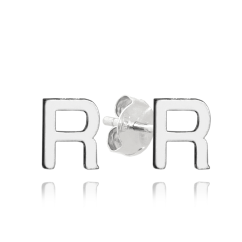 MINET Strieborné náušnice písmeno "R"