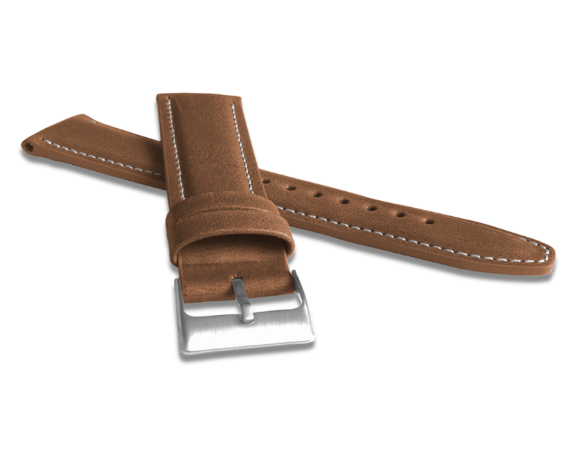 Polstrovaný hnedý prešitý remienok LAVVU CLASSIC z luxusnej kože Top Grain - 24 LSKUE24