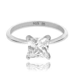 MINET Stříbrný prsten s velkým bílým zirkonem vel. 53