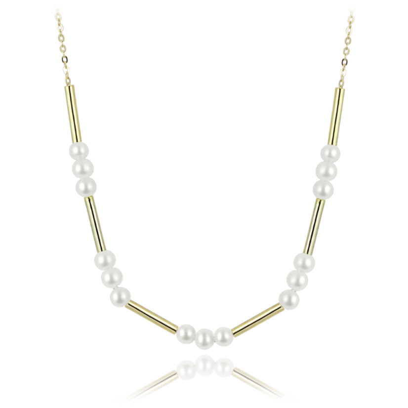 MINET Pozlátený strieborný náhrdelník s prírodnými perlami