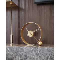 Dizajnové stolné hodiny Endless brushed gold/black 32cm