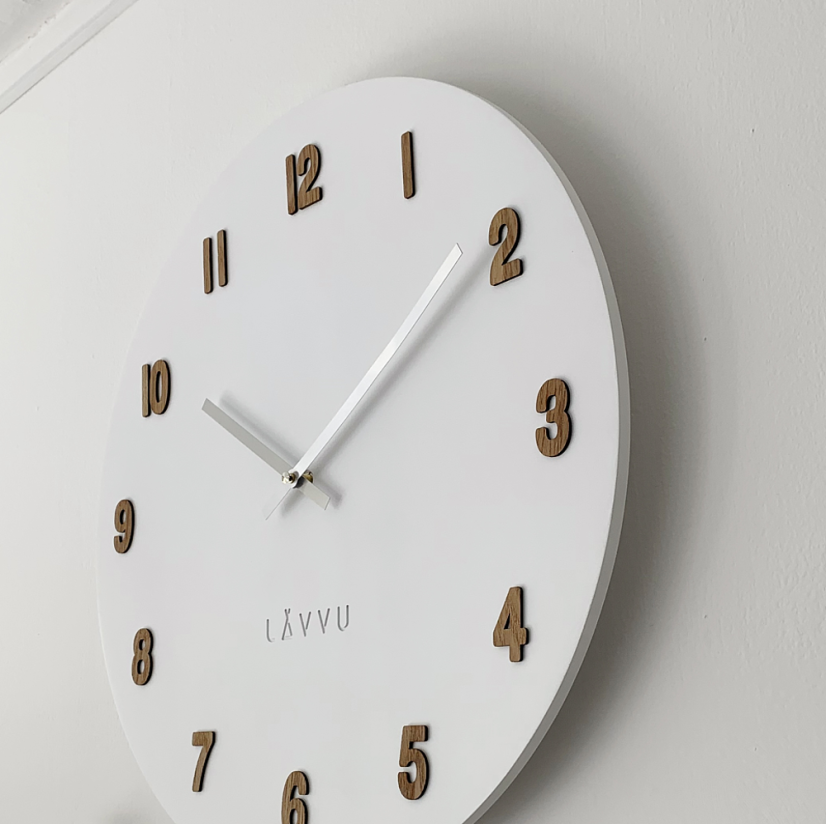 Veľké biele drevené hodiny LAVVU WHITE LCT4070