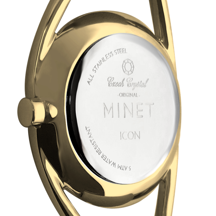 MINET Zlaté dámské hodinky ICON GOLD PEARL MESH