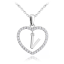 MINET Stříbrný náhrdelník písmeno v srdíčku "V" se zirkony