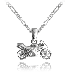 MINET Stříbrný náhrdelník motorka