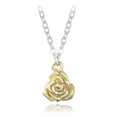 MINET Decentný strieborný náhrdelník ružičky v kombinácii s pozláteným striebrom