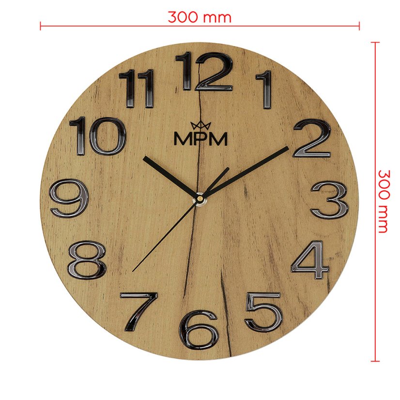 Nástenné hodiny s tichým chodom MPM Timber Simplicity - A - E07M.4222.5390